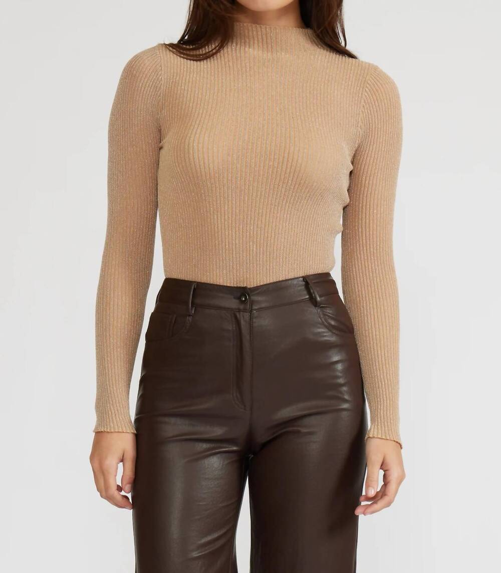 NEW LUCY PARIS pacie knit long sleeve top in taupe